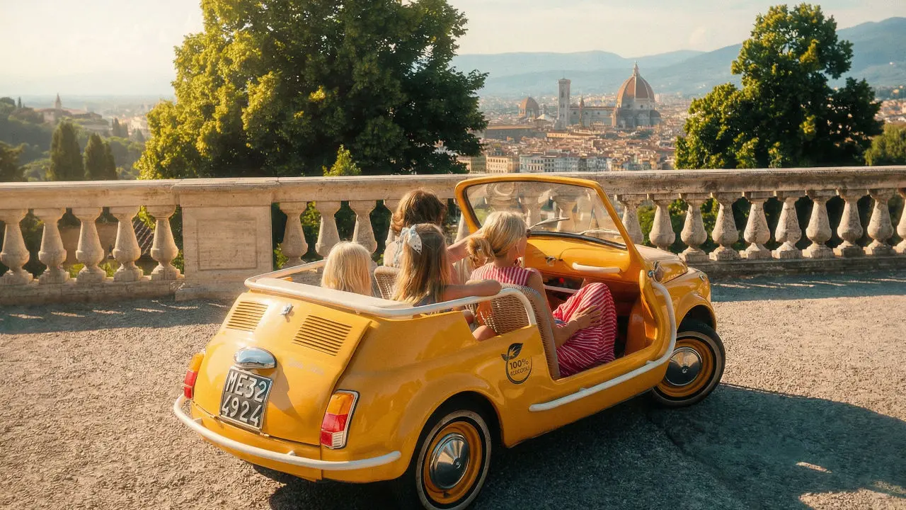 Florence City Views in a electric Fiat 500